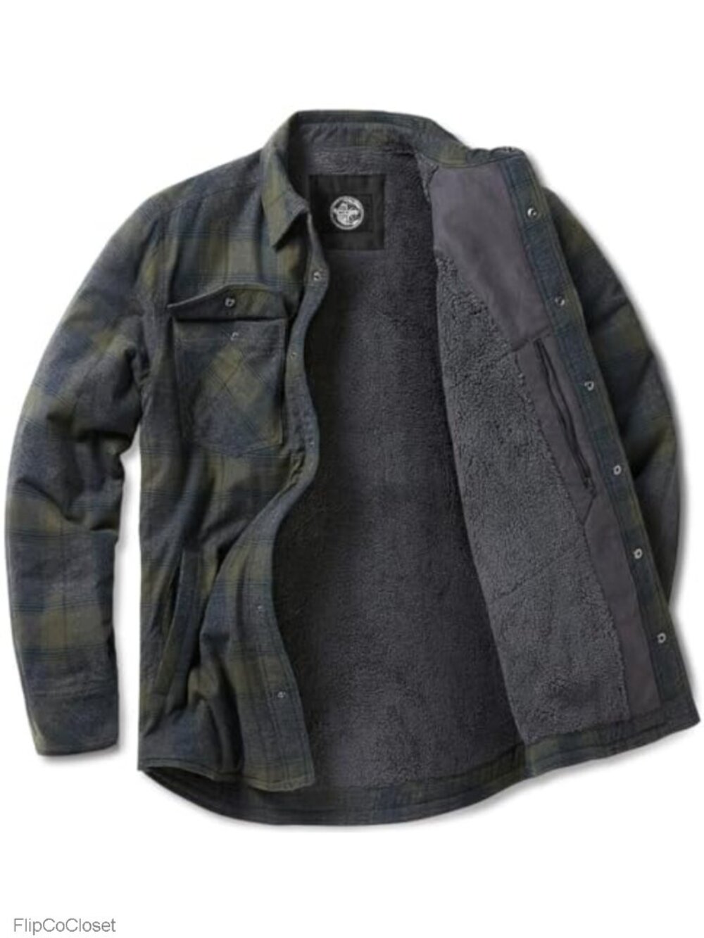 Men's Flannel Shirt Jacket Long Sleeve Warm Plaid Coat with Pockets